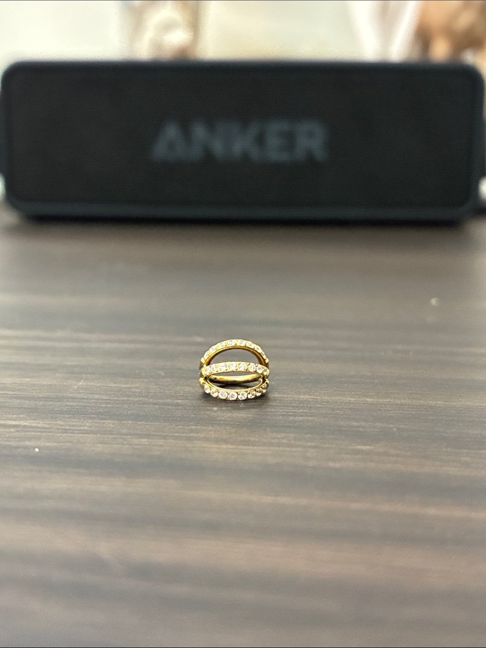 Gold Crystal Triple Pavé Band Clicker 6mm